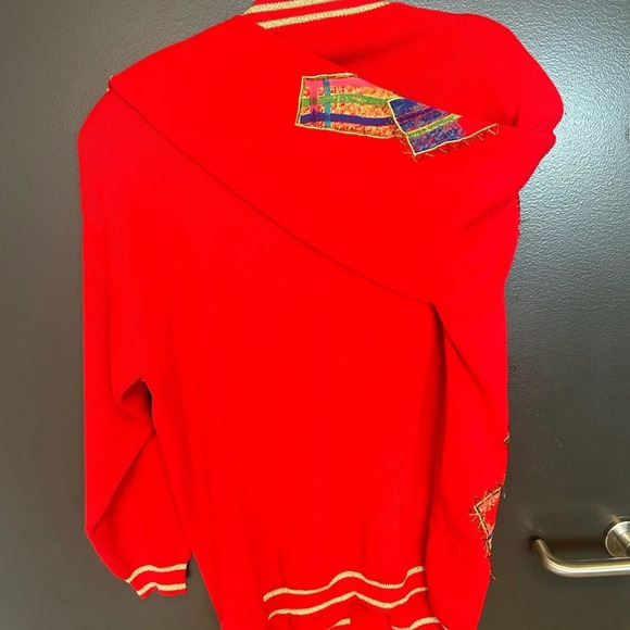 I.B Diffusion vintage cardigan M patchwork is crazy! Oversized and shoulder pads - Picture 8 of 13